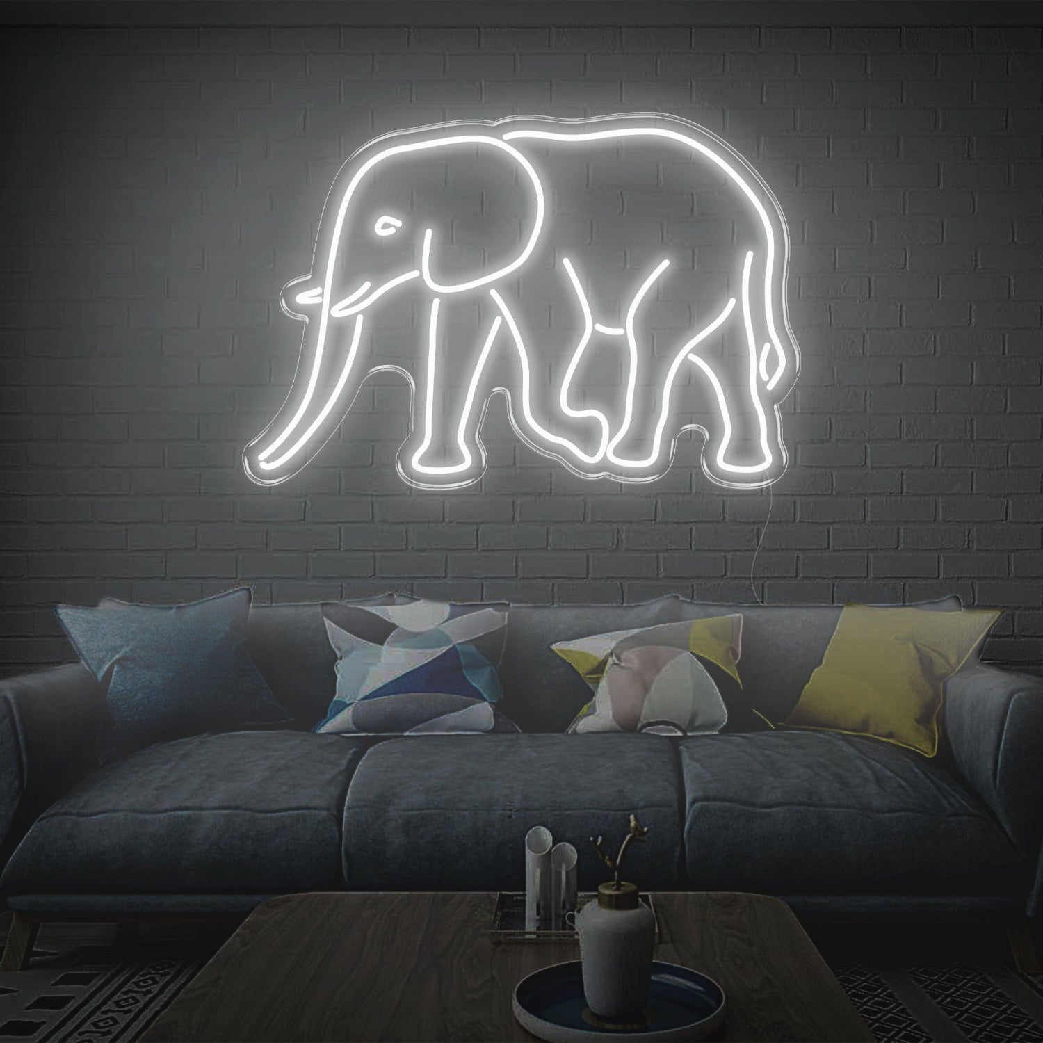 Teal Elephant Led Neon Sign For Living Room Wall Art | Shineneon