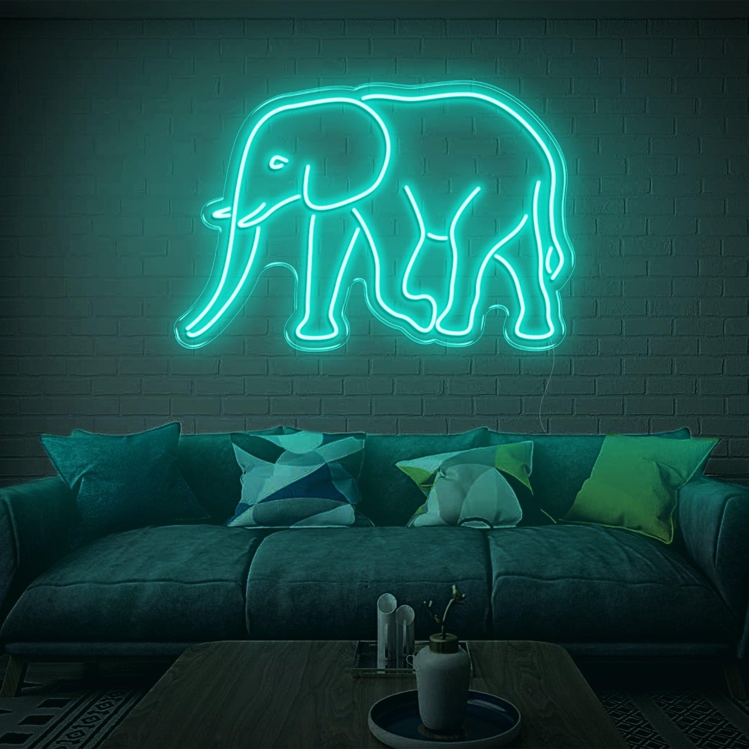 Teal Elephant Led Neon Sign For Living Room Wall Art | Shineneon