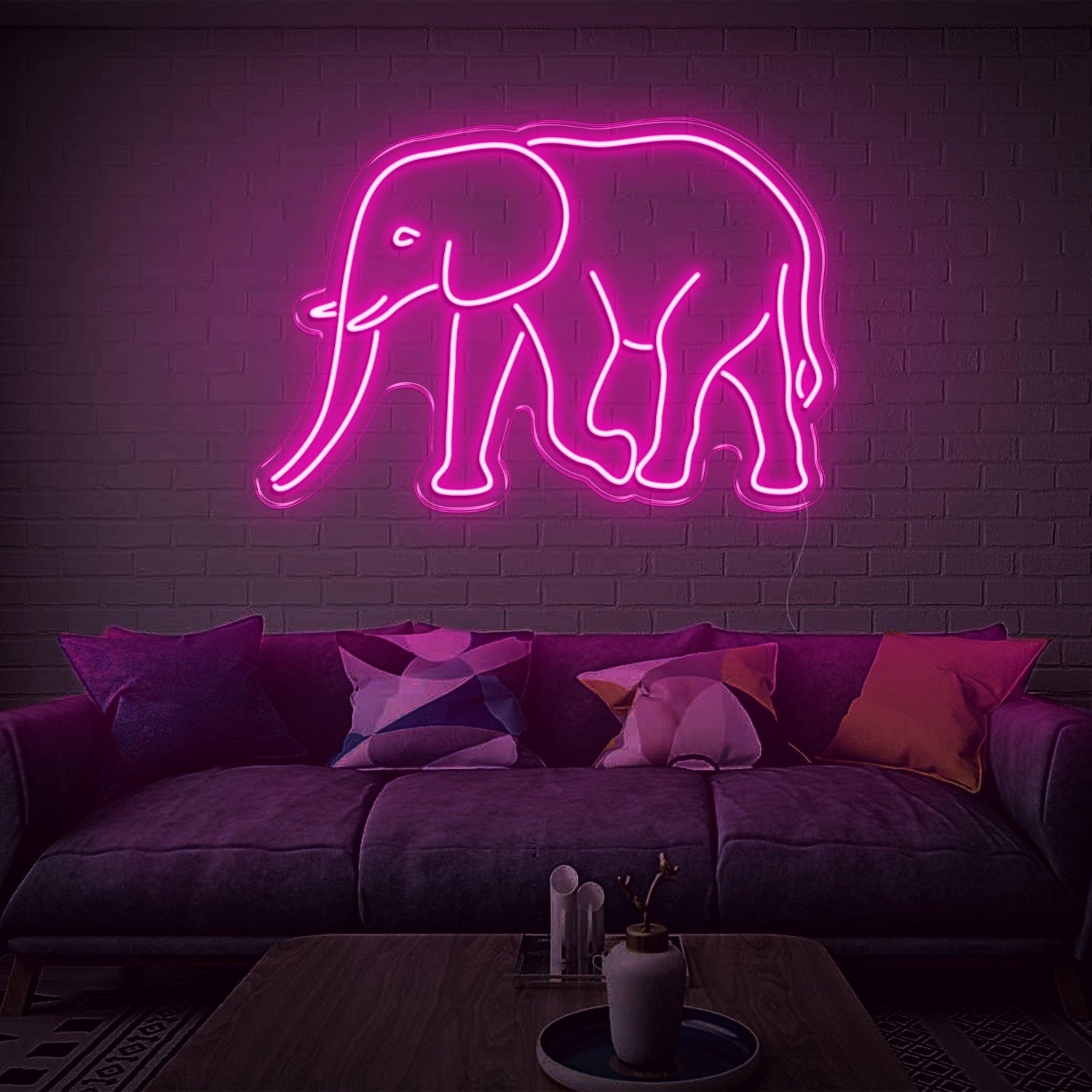 Teal Elephant Led Neon Sign For Living Room Wall Art | Shineneon