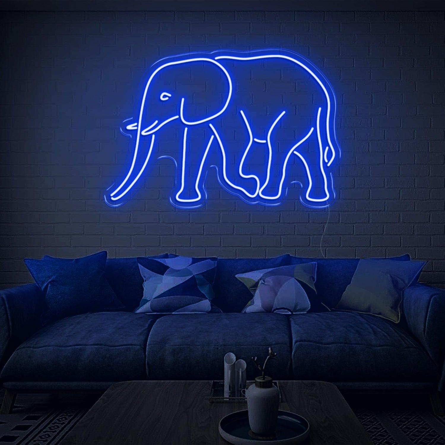 Teal Elephant Led Neon Sign For Living Room Wall Art | Shineneon