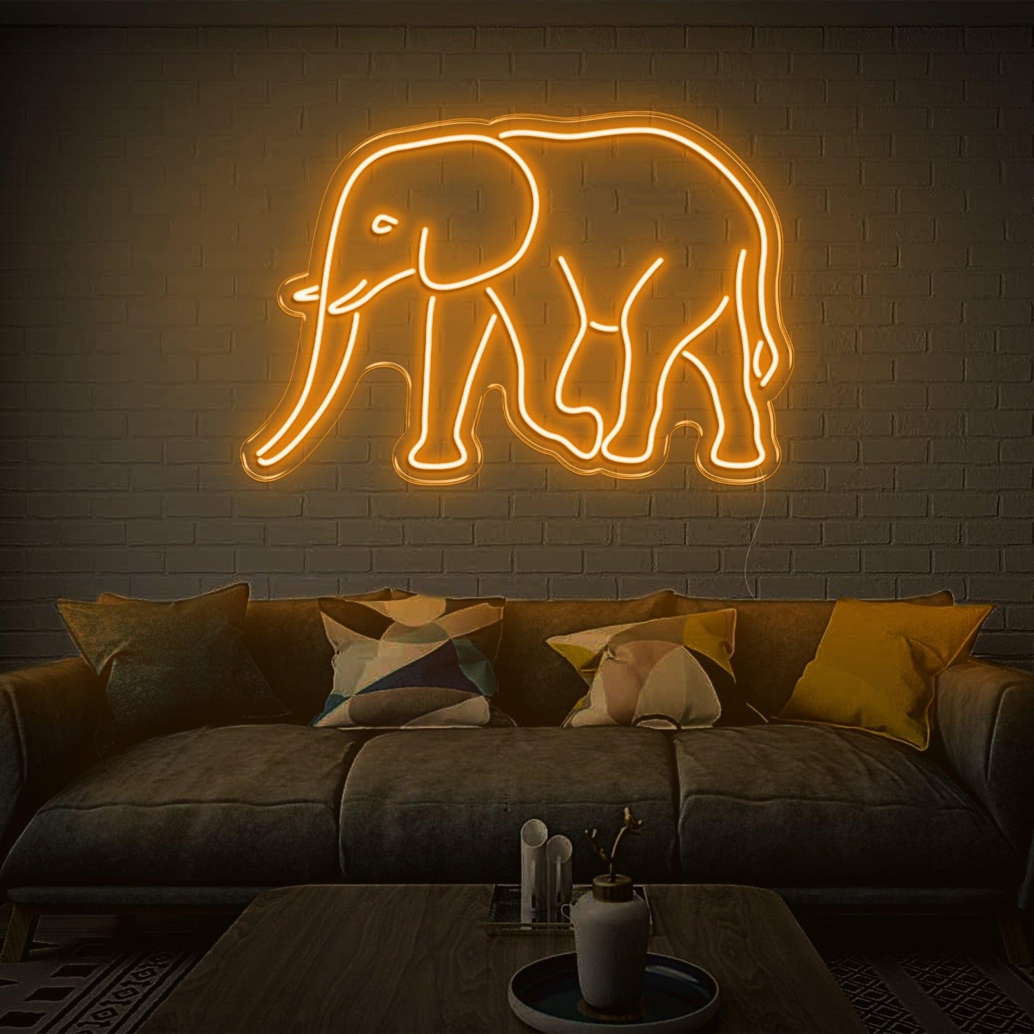 Teal Elephant Led Neon Sign For Living Room Wall Art | Shineneon