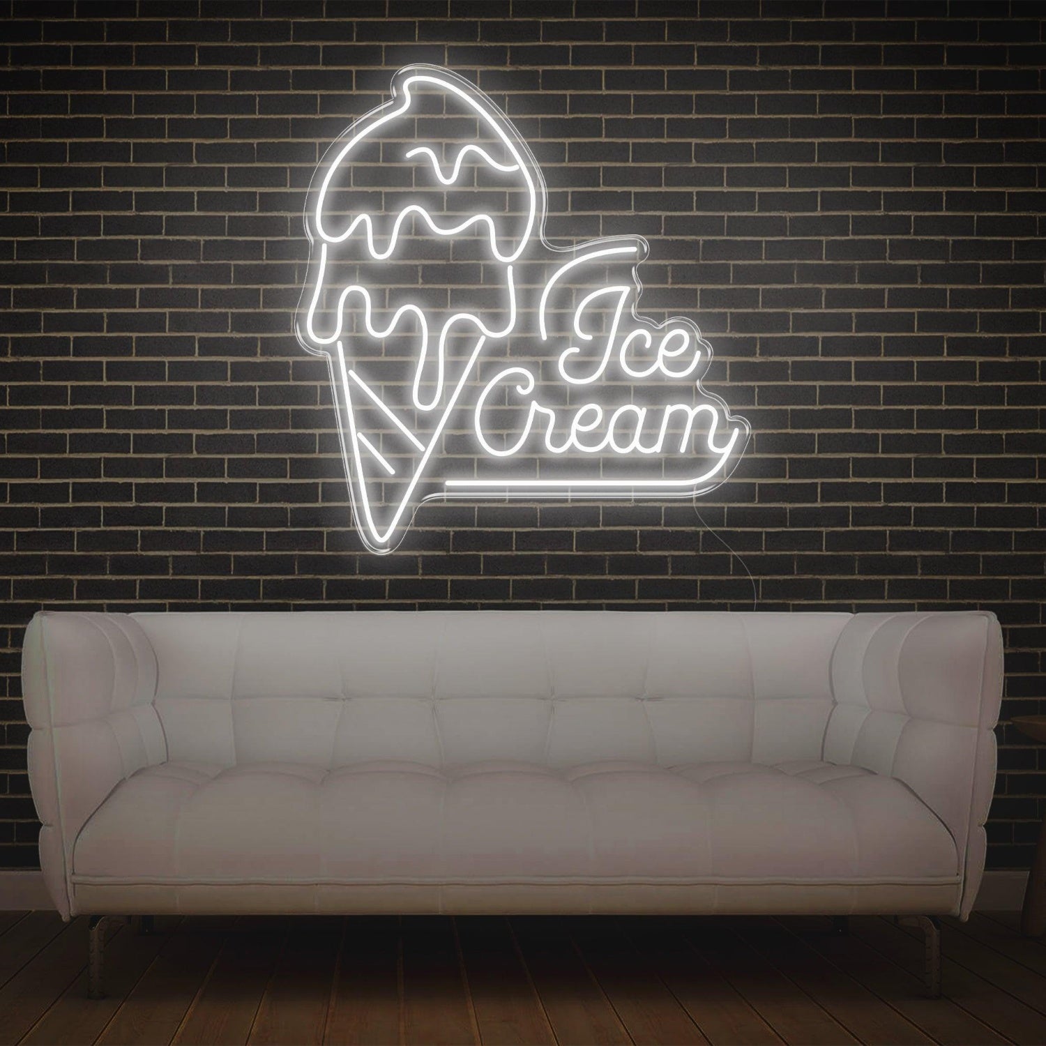 Teal Ice Cream Artwork Led Neon Sign For Cafe Home Decor | Shineneon