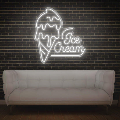 Teal Ice Cream Artwork Led Neon Sign For Cafe Home Decor | Shineneon