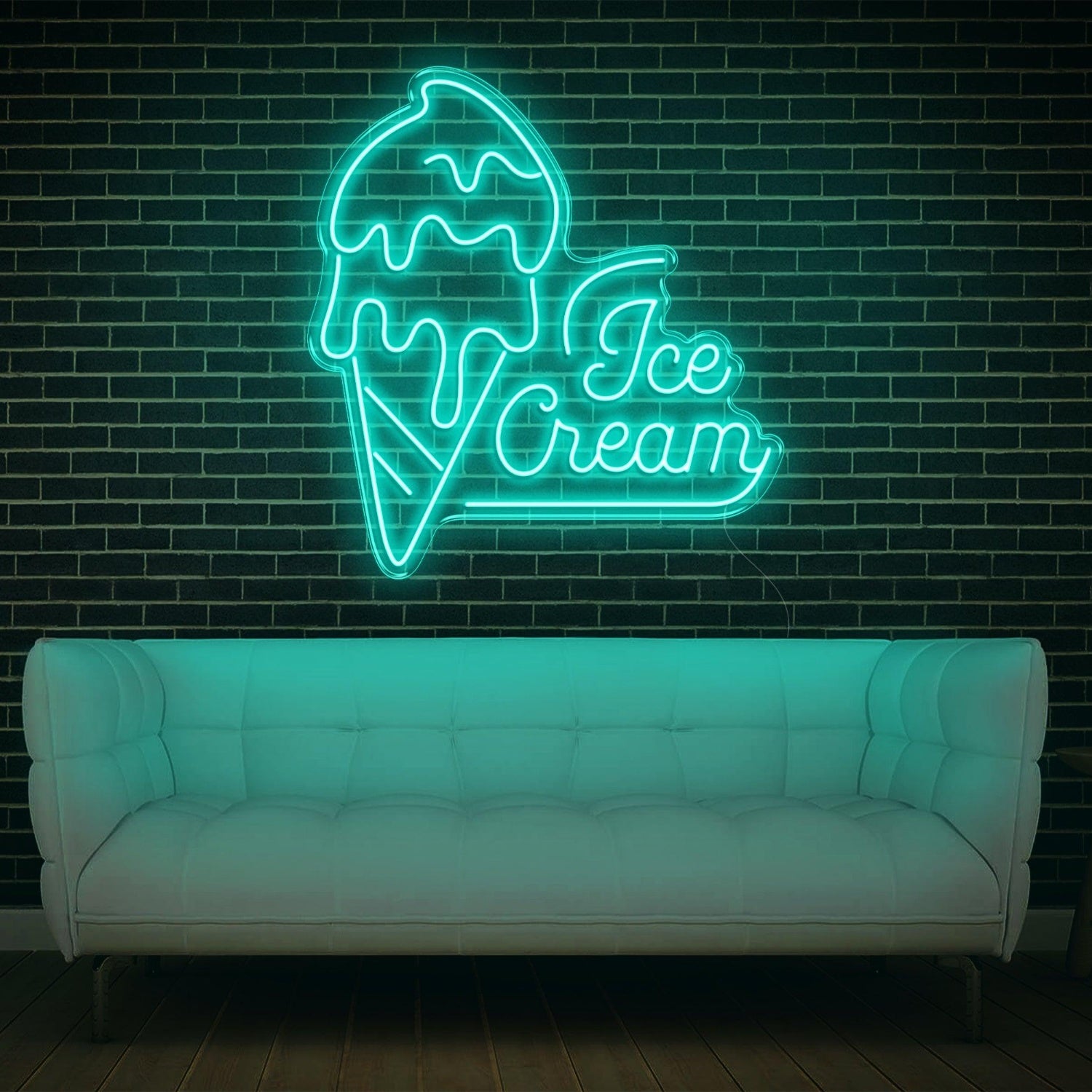 Teal Ice Cream Artwork Led Neon Sign For Cafe Home Decor | Shineneon