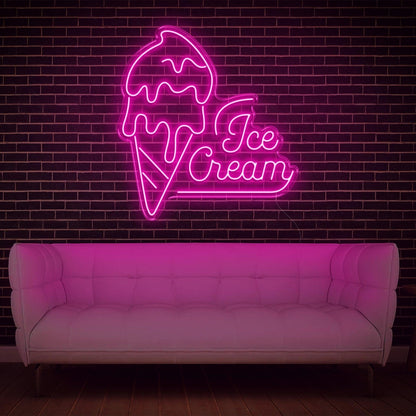 Teal Ice Cream Artwork Led Neon Sign For Cafe Home Decor | Shineneon
