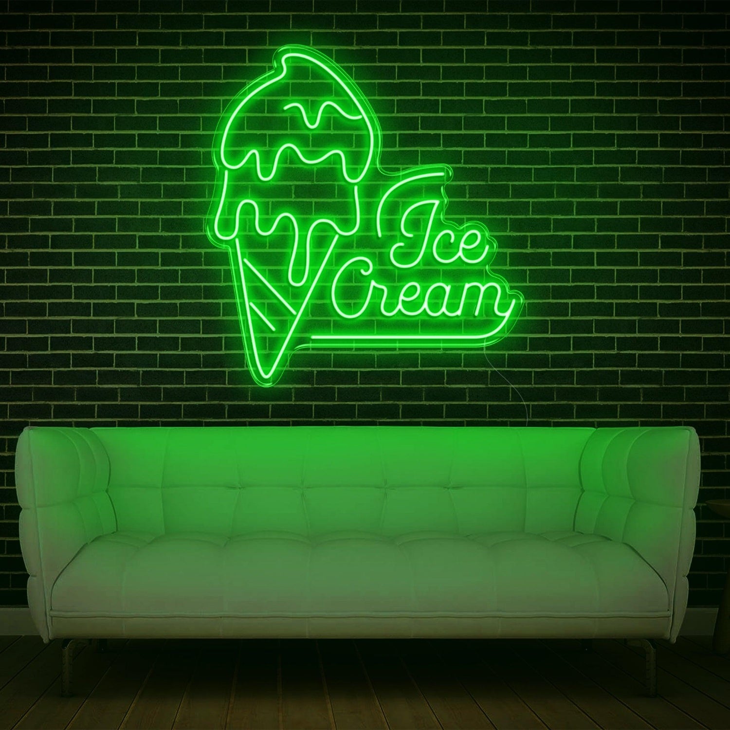 Teal Ice Cream Artwork Led Neon Sign For Cafe Home Decor | Shineneon