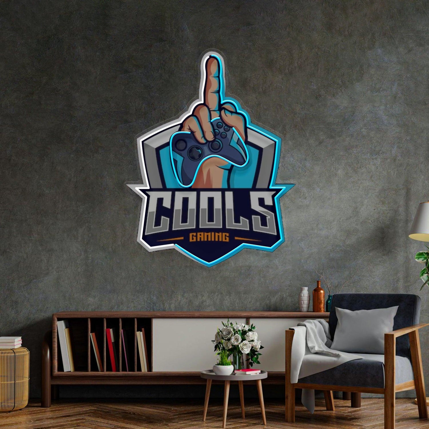 Teal-Off-White-Yellow Gamer Controller Cools Gaming Uv Printed Led Neon Sign | Shineneon