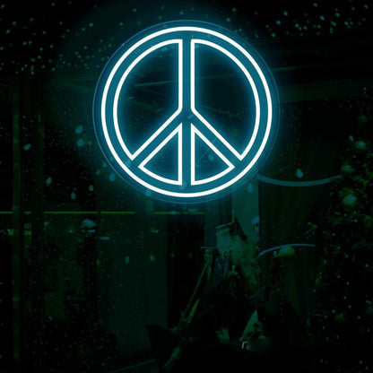 Teal Peace Symbol Led Neon Sign For Modern Cafe Bar Decor | Shineneon