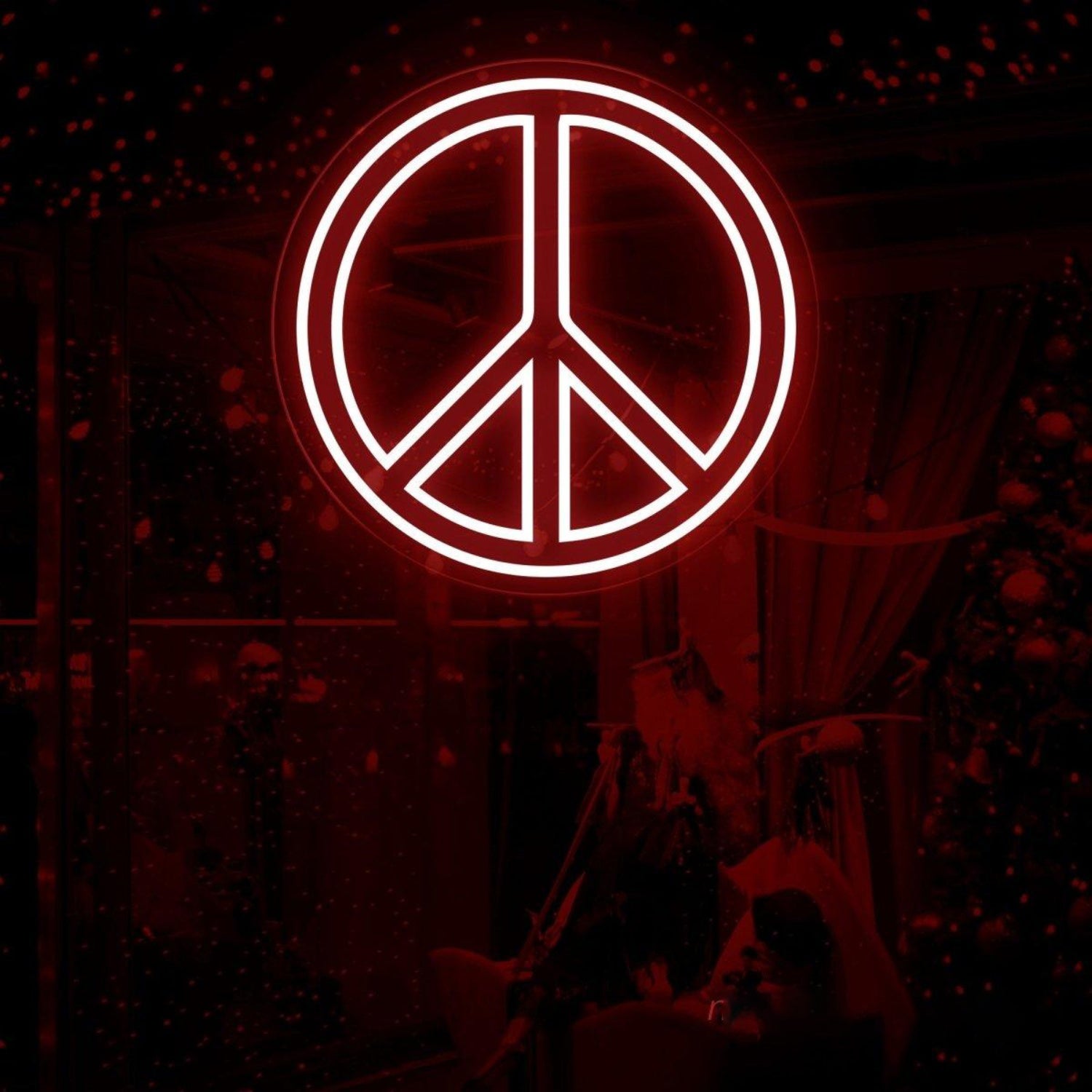 Teal Peace Symbol Led Neon Sign For Modern Cafe Bar Decor | Shineneon