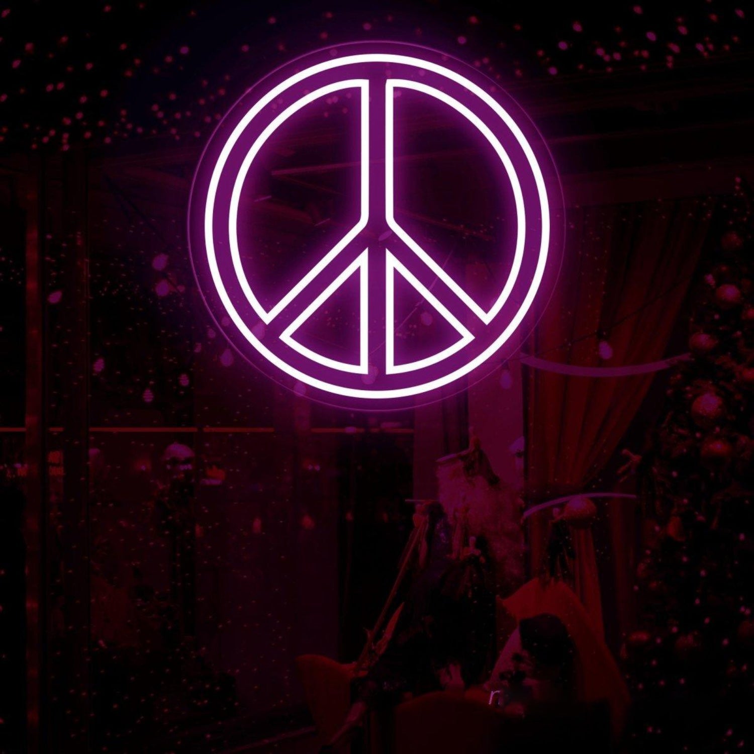Teal Peace Symbol Led Neon Sign For Modern Cafe Bar Decor | Shineneon