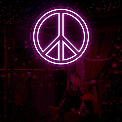 Teal Peace Symbol Led Neon Sign For Modern Cafe Bar Decor | Shineneon