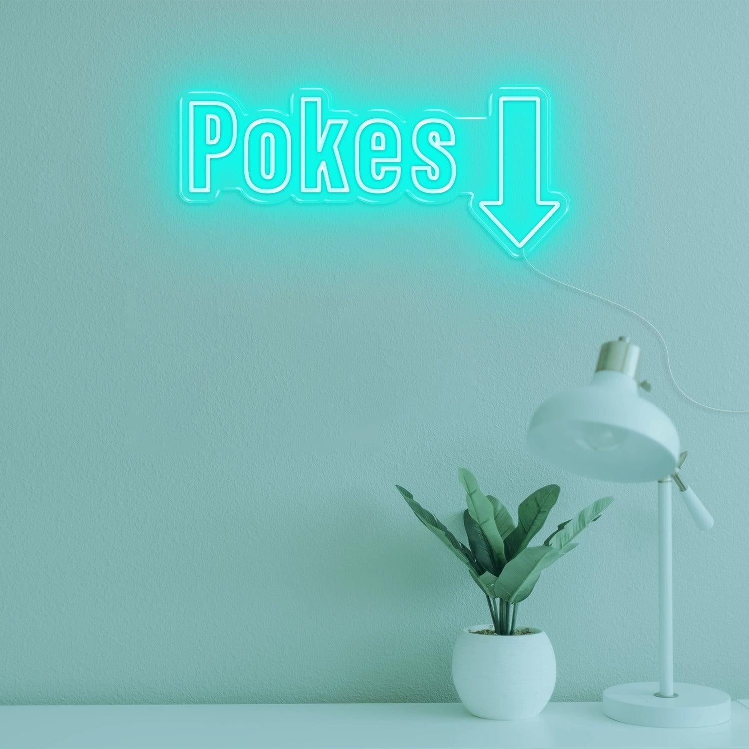 Teal Pokes 1 Arrow Led Neon Sign For Modern Poke Bowl Restaurant Decor | Shineneon