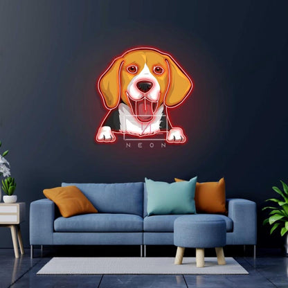 Teal-Trimmed Beagle Cartoon Led Neon Sign For Home Decor | Shineneon
