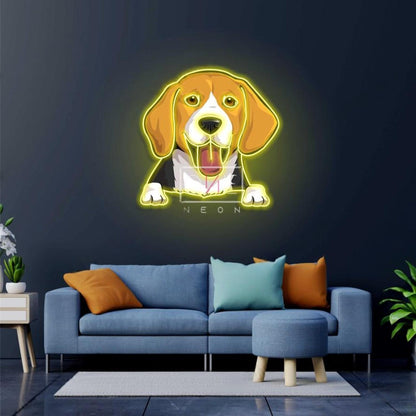 Teal-Trimmed Beagle Cartoon Led Neon Sign For Home Decor | Shineneon