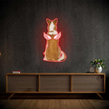 Teal White Winged Border Collie Led Neon Sign For Home Decor | Shineneon