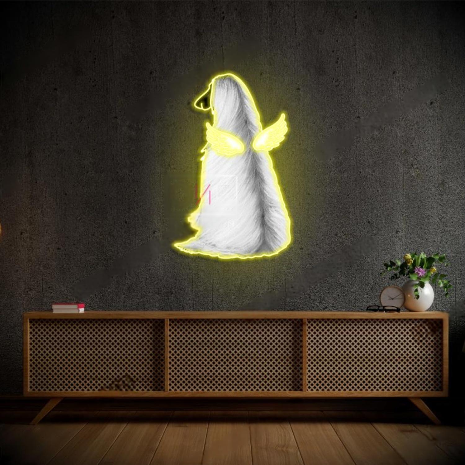 Teal Winged Afghan Hound Led Neon Sign For Cozy Home Decor | Shineneon