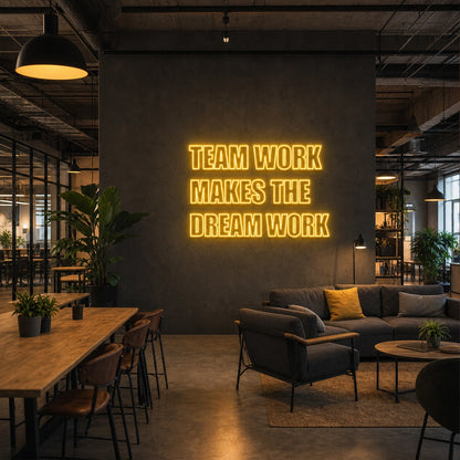 Team Work Makes The Dream Wall Decor LED Neon Sign Garage Man Cave Neon Sign size image