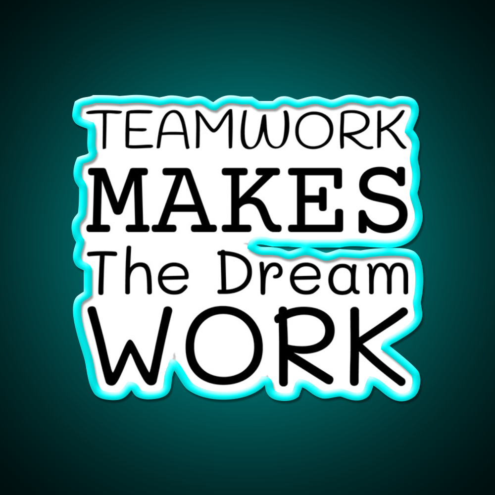 Teamwork Makes The Dream Work Gym Fitness Led Neon Sign Rgb Color