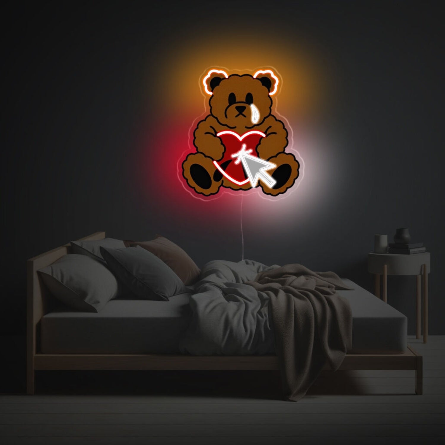 Teddy Bear With Sticked Heart Led Neon Acrylic Artwork | Shineneon