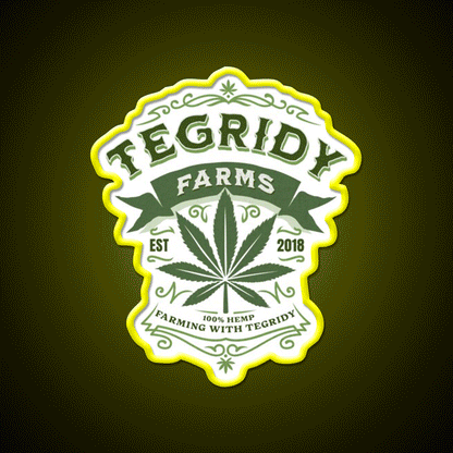 Tegridy Farms Essential Neon Sign Hemp Inspired Green Leaf Led Neon Sign Rgb Color - Custom LED neon sign front view