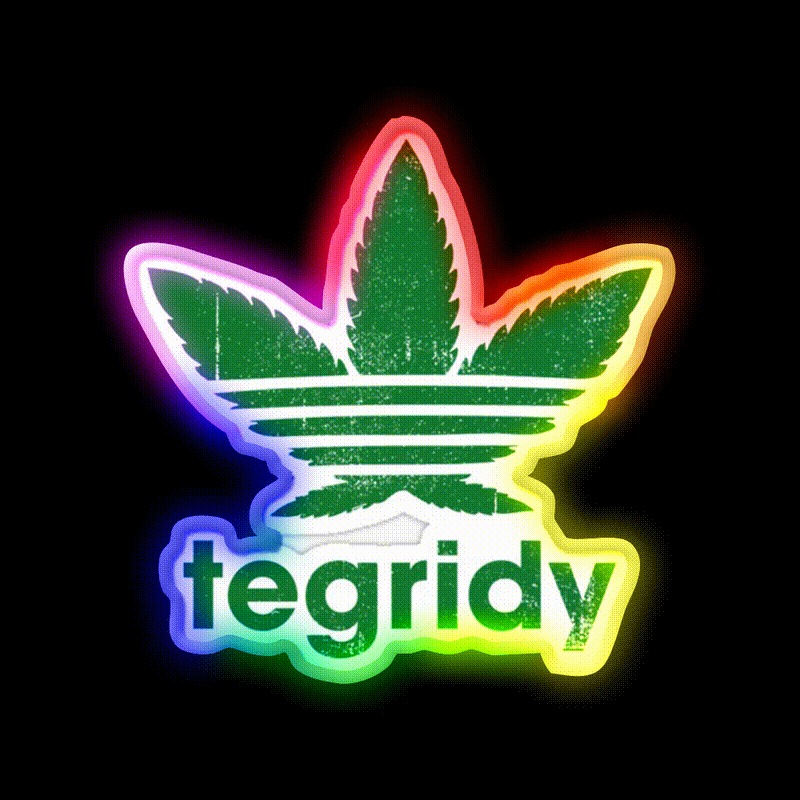 Tegridy Farms Hemp Inspired Green Leaf Led Neon Sign Room Light Sign Rgb Color - LED neon sign close-up detail