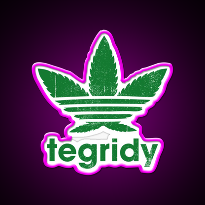 Tegridy Farms Hemp Inspired Green Leaf Led Neon Sign Room Light Sign Rgb Color - Neon sign mounted on wall in room