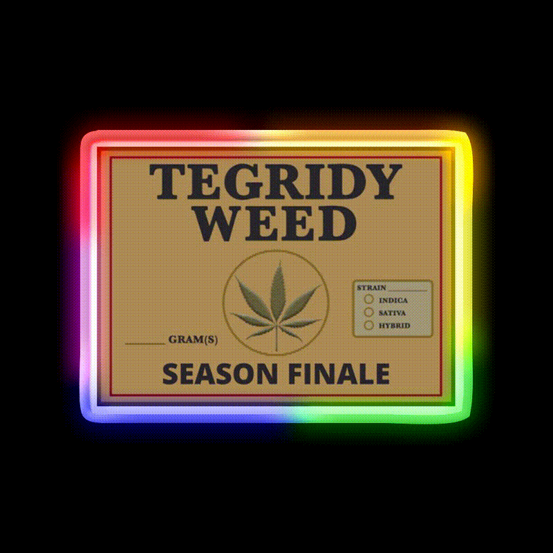 Tegridy Weed From Tegridy Farms Season Green Leaf Led Neon Sign Rgb Color - LED neon sign close-up detail