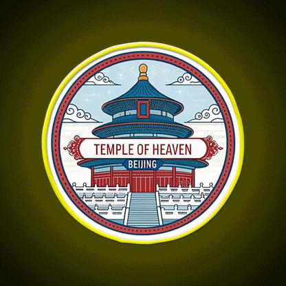 Temple Of Heaven Asian Cultural Led Neon Sign Rgb Color - Custom LED neon sign front view