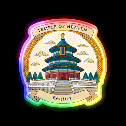 Temple Of Heaven Asian Cultural Led Neon Sign Wall Art Rgb Color - LED neon sign close-up detail