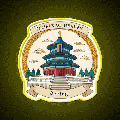 Temple Of Heaven Asian Cultural Led Neon Sign Wall Art Rgb Color - Custom LED neon sign front view