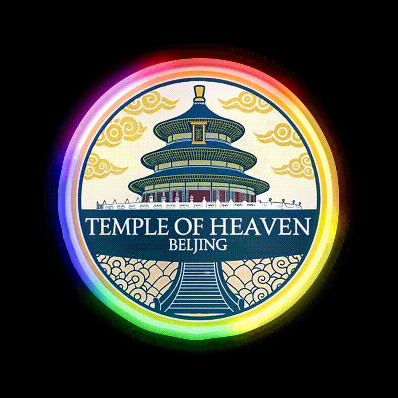 Temple Of Heaven Asian Cultural Led Neon Sign Wall Decor Rgb Color - LED neon sign close-up detail