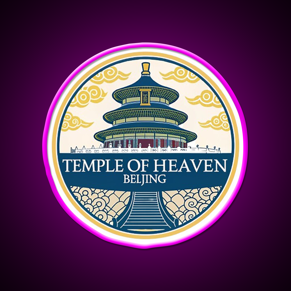 Temple Of Heaven Asian Cultural Led Neon Sign Wall Decor Rgb Color - Neon sign mounted on wall in room