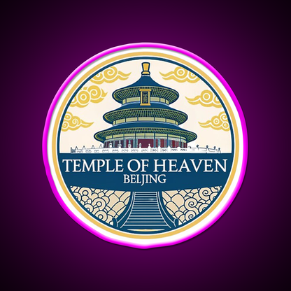 Temple Of Heaven Asian Cultural Led Neon Sign Wall Decor Rgb Color - Neon sign mounted on wall in room