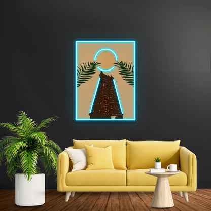 Temple Printable Art Hindu Illustration Minimalist Wall Art Wall Artwork Neon Signs