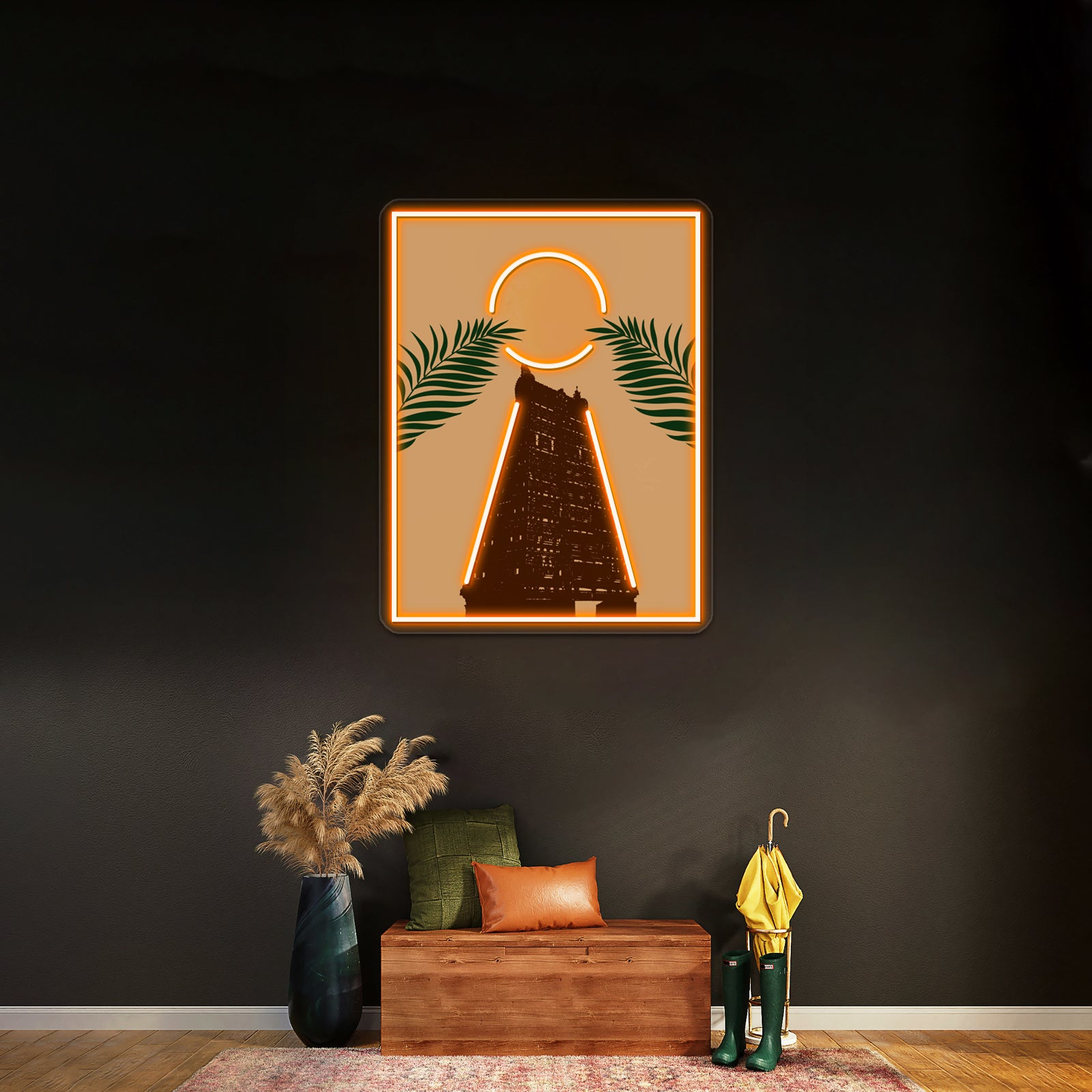 Temple Printable Art Hindu Illustration Minimalist Wall Art Wall Artwork Neon Signs | Shineneon