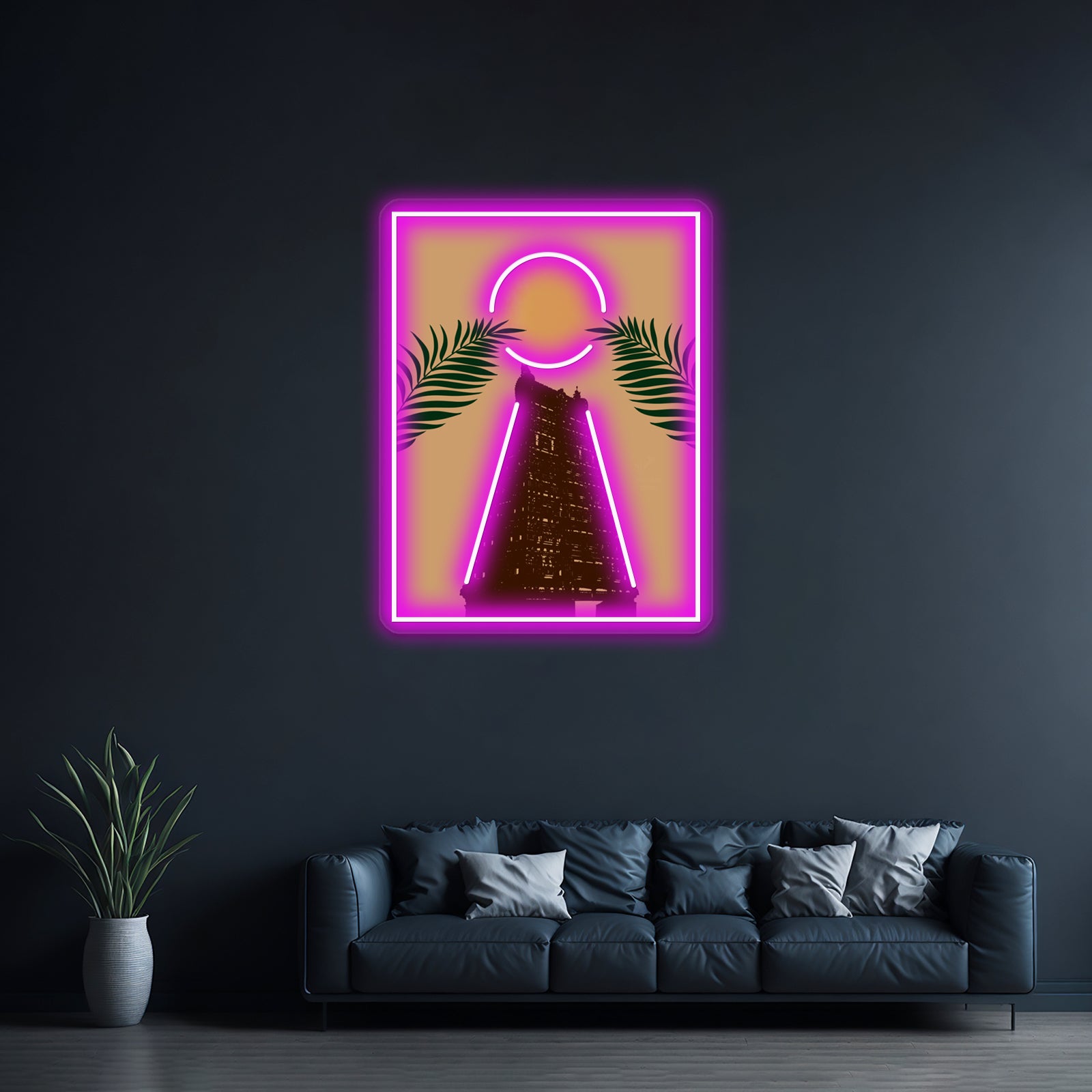 Temple Printable Art Hindu Illustration Minimalist Wall Art Wall Artwork Neon Signs | Shineneon