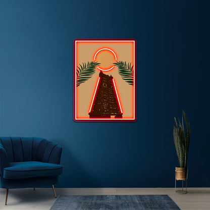 Temple Printable Art Hindu Illustration Minimalist Wall Art Wall Artwork Neon Signs