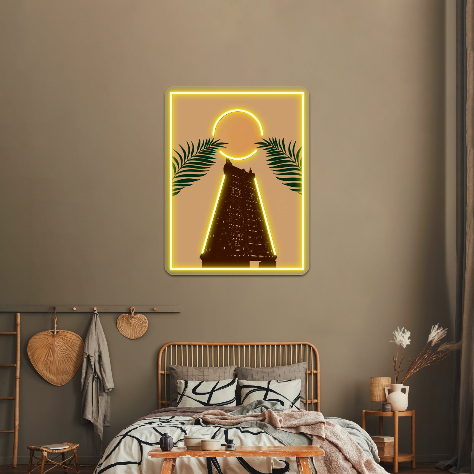 Temple Printable Art Hindu Illustration Minimalist Wall Art Wall Artwork Neon Signs | Shineneon