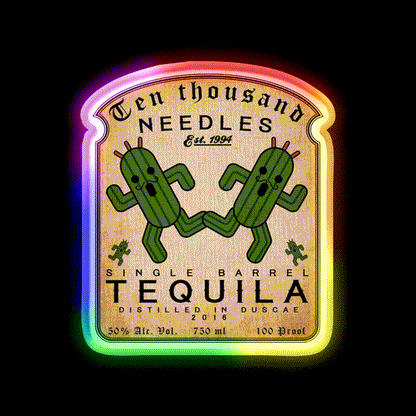 Ten Thousand Needles Tequila Party Drink Tequila Led Neon Sign Rgb Color - LED neon sign close-up detail