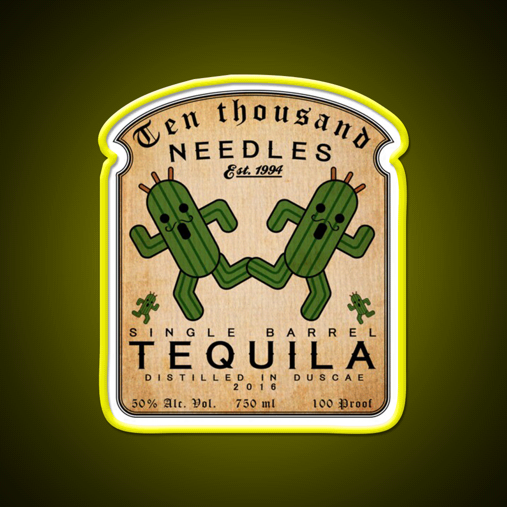 Ten Thousand Needles Tequila Party Drink Tequila Led Neon Sign Rgb Color - Custom LED neon sign front view