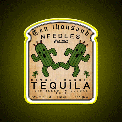 Ten Thousand Needles Tequila Party Drink Tequila Led Neon Sign Rgb Color - Custom LED neon sign front view