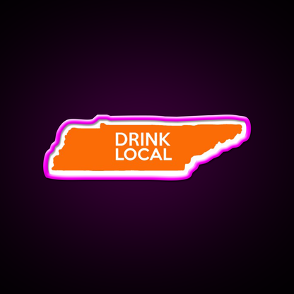 Tennessee Drink Local Tn Orange Beer Bar Decor Led Neon Sign Rgb Color - Neon sign mounted on wall in room