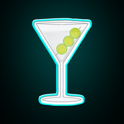 Tennis Martini Cocktail Bar Decor Led Neon Sign Rgb Color - Size and dimension reference