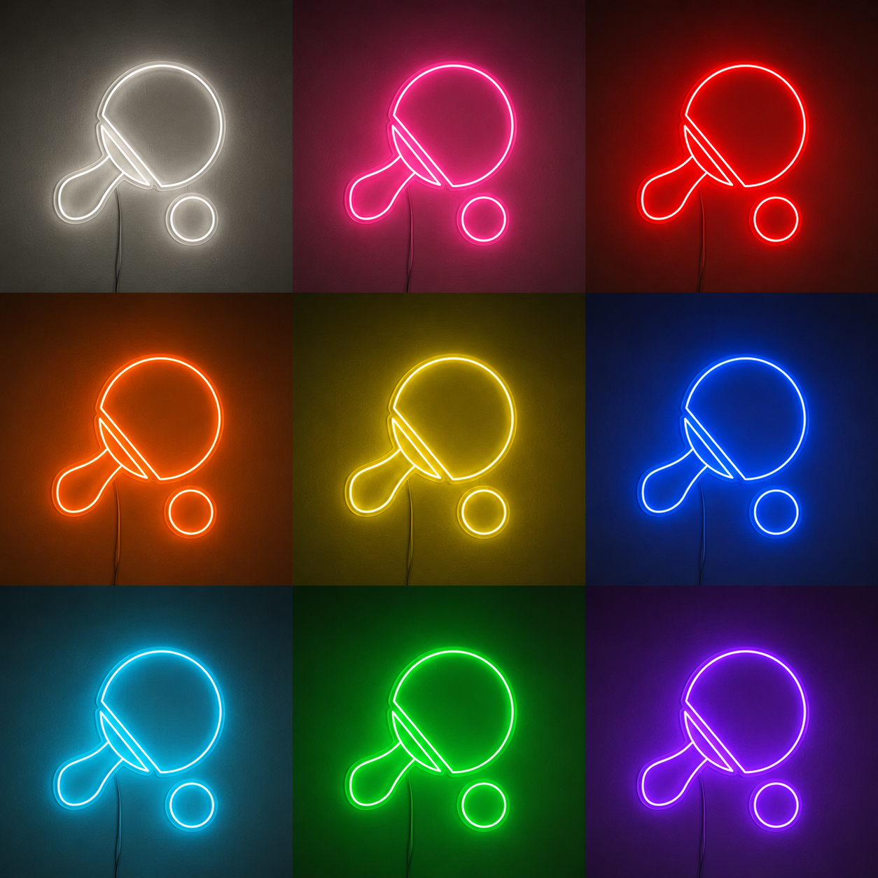 Tennis Racket Room Decor LED Neon Sign color grid