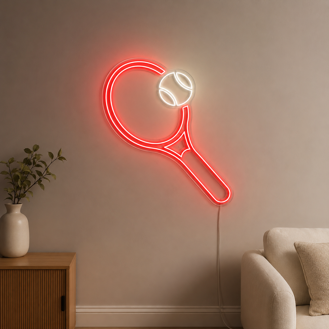 Tennis Racket Wall Art LED Neon Sign main product image
