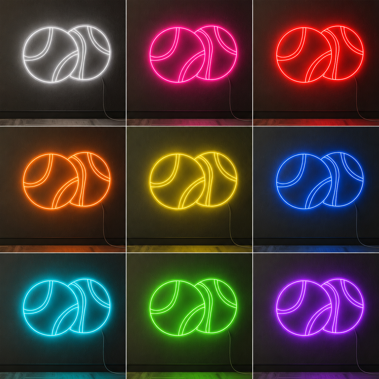 Tennis Room Decor LED Neon Sign color grid