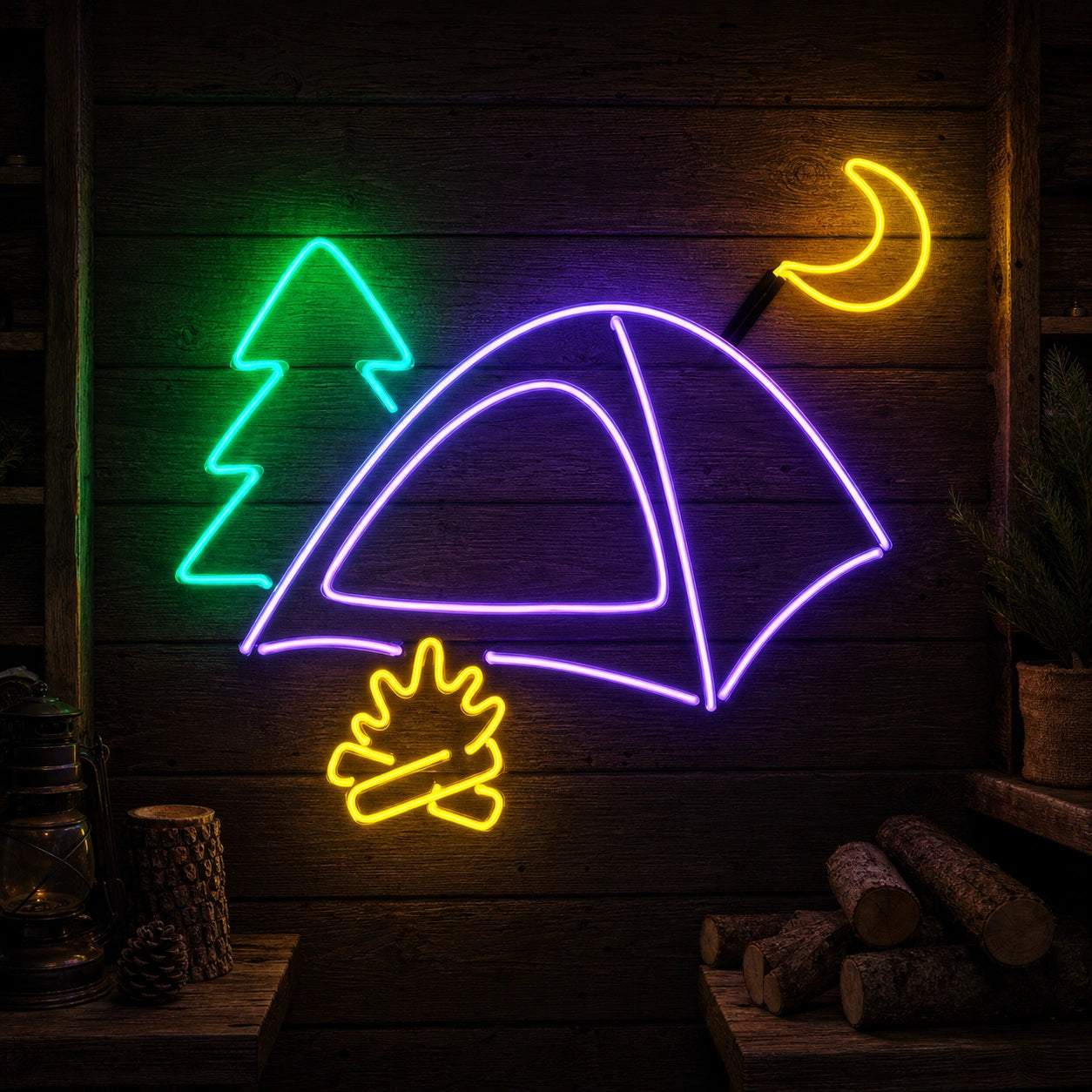 Tent Campfire LED Neon Sign Garage Man Cave Neon Sign high-converting product image