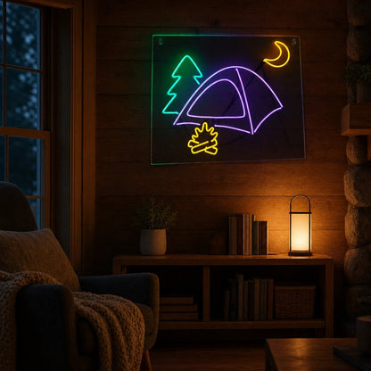 Tent Campfire LED Neon Sign Garage Man Cave Neon Sign - Shineneon
