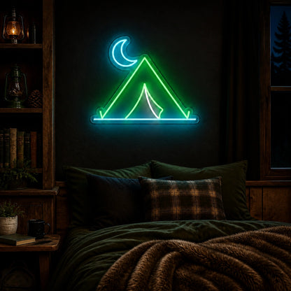 Tent Crescent Moon Vintage LED Neon Sign high-converting product image