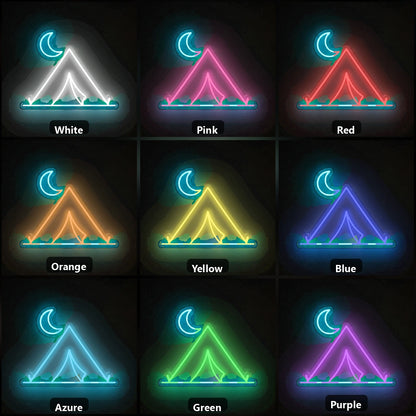 Tent Crescent Moon Vintage LED Neon Sign color grid